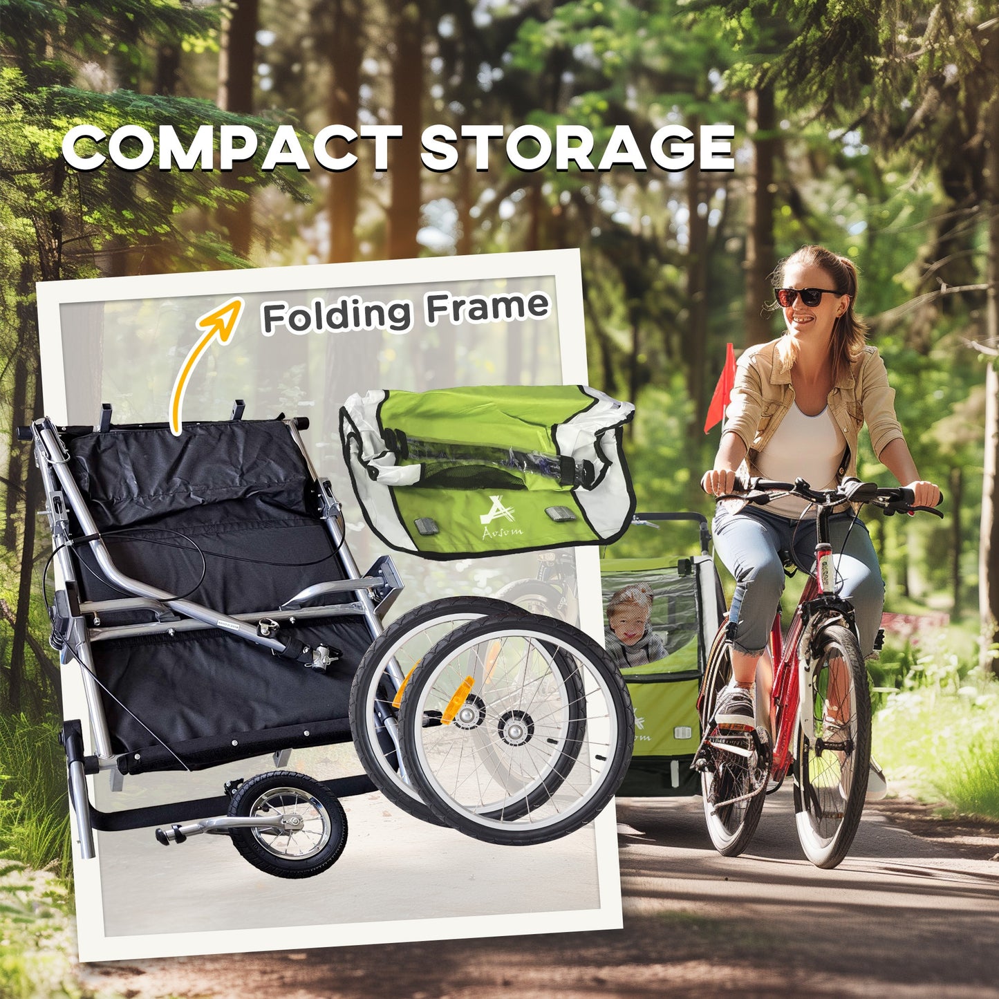 Bike Trailer for Kids 3 In1 Foldable Child Jogger Stroller