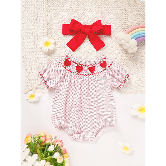 Newborn Baby Girls' Valentine's Day Smocked Romper