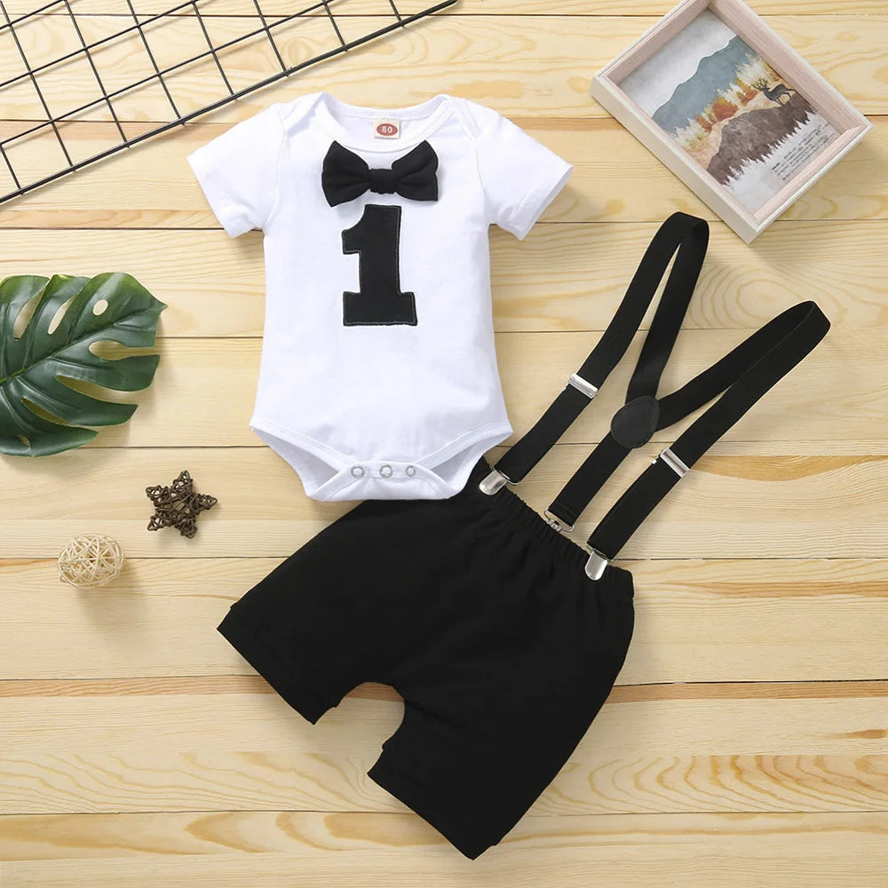 Baby Boys Birthday Outfits Sets Balloon Letter "1"