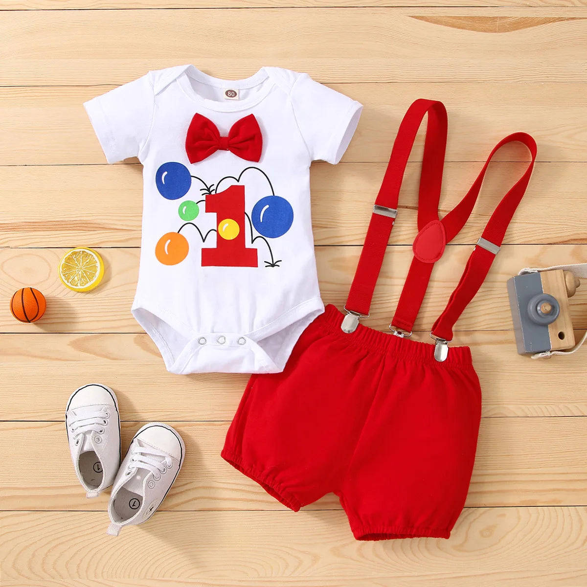Baby Boys Birthday Outfits Sets Balloon Letter "1"