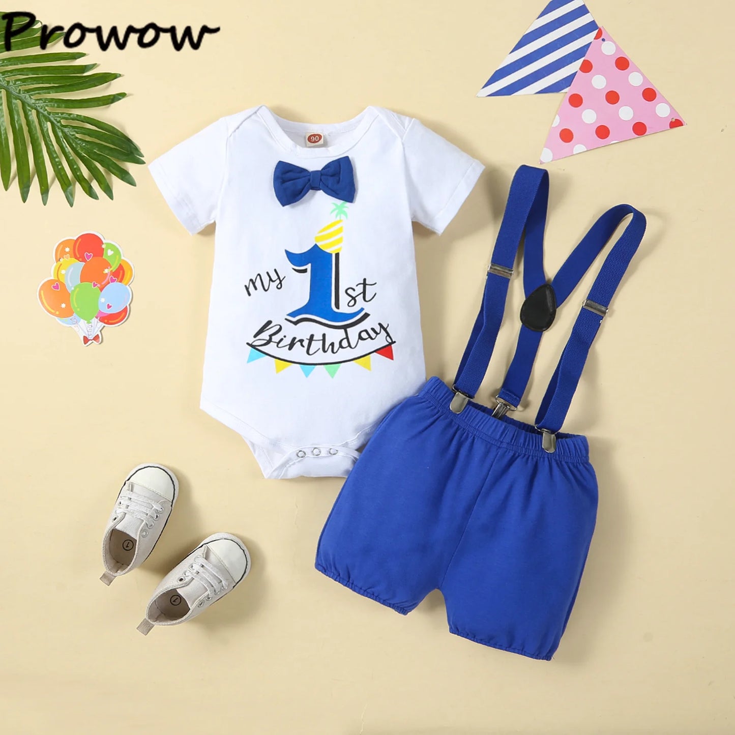 Baby Boys Birthday Outfits Sets Balloon Letter "1"