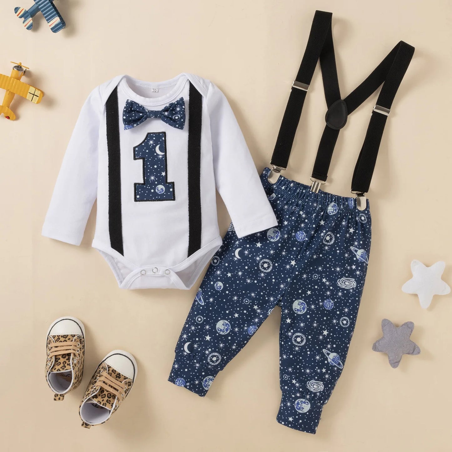 Baby Boys Birthday Outfits Sets Balloon Letter "1"