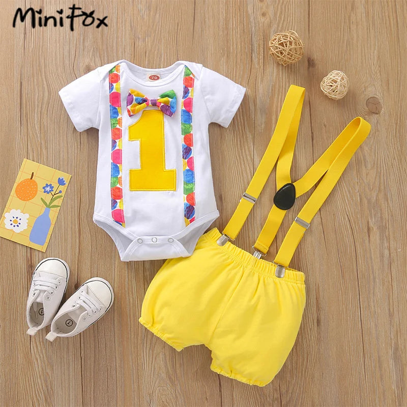 Baby Boys Birthday Outfits Sets Balloon Letter "1"