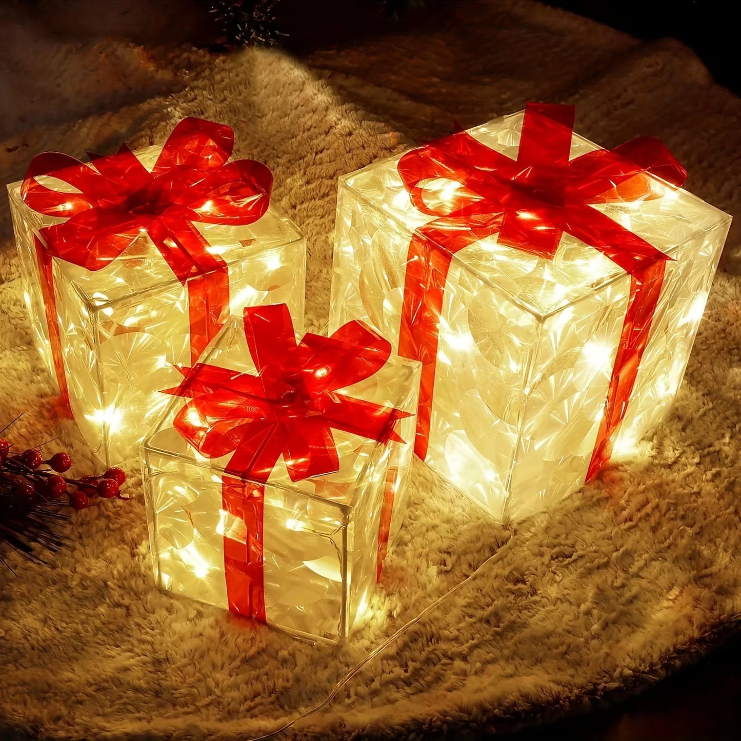 3pcs Lighted Gift Boxes Decorations
