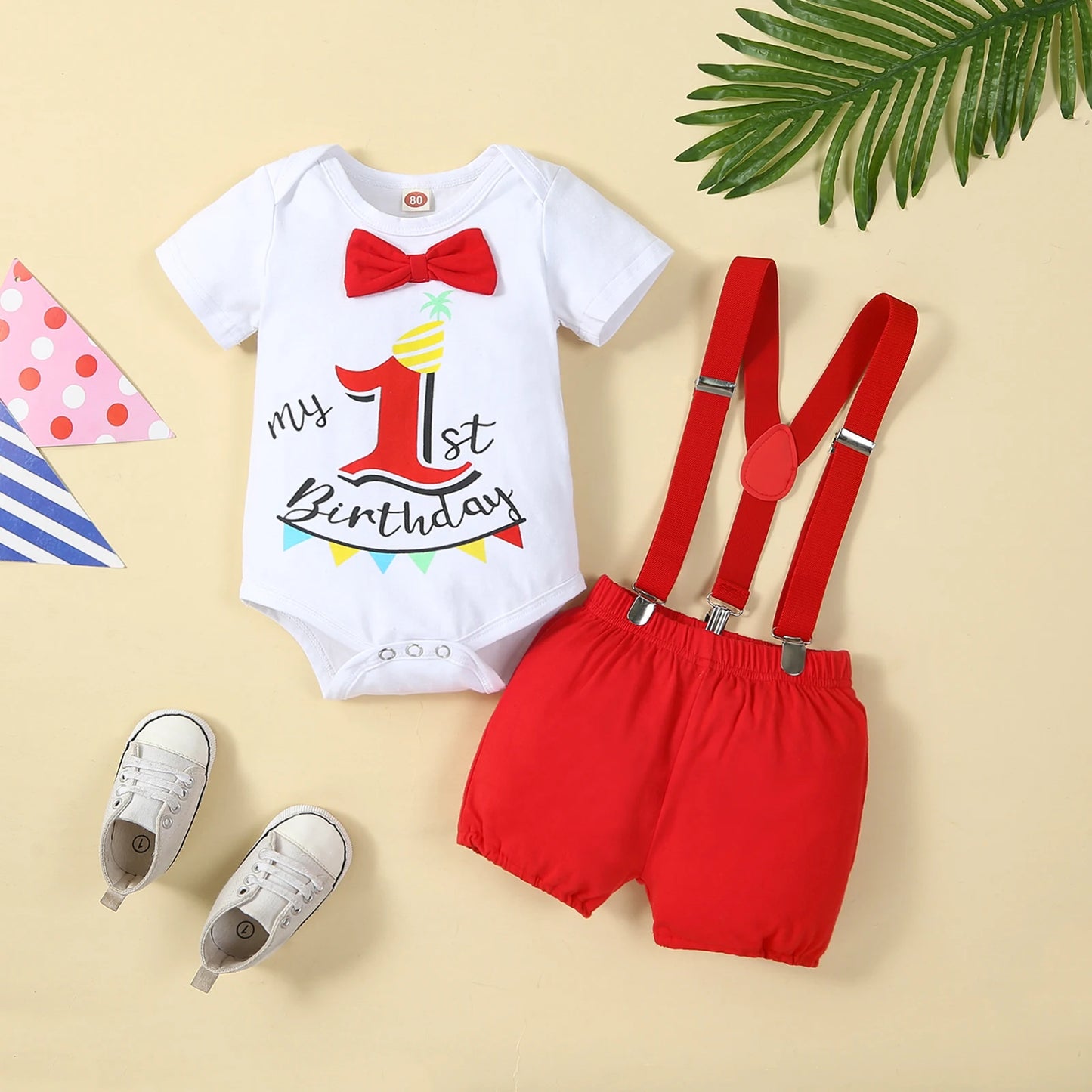 Baby Boys Birthday Outfits Sets Balloon Letter "1"