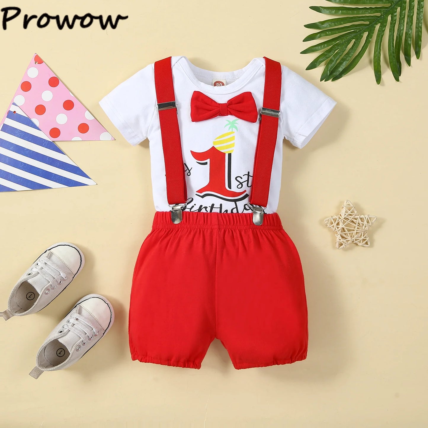 Baby Boys Birthday Outfits Sets Balloon Letter "1"