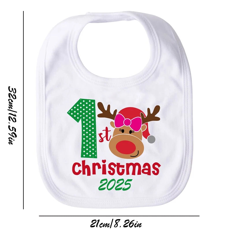 Cute Reindeer White Bib Winter Holiday