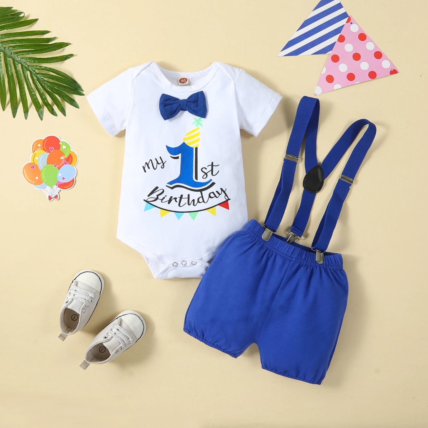 Baby Boys Birthday Outfits Sets Balloon Letter "1"